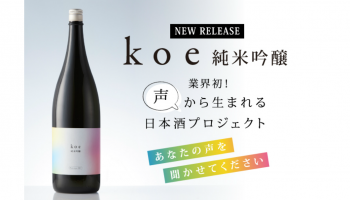 西堀酒造株式会社がつくった”声から生まれる日本酒”をコンセプトにした新ブランド「koe」のボトル画像