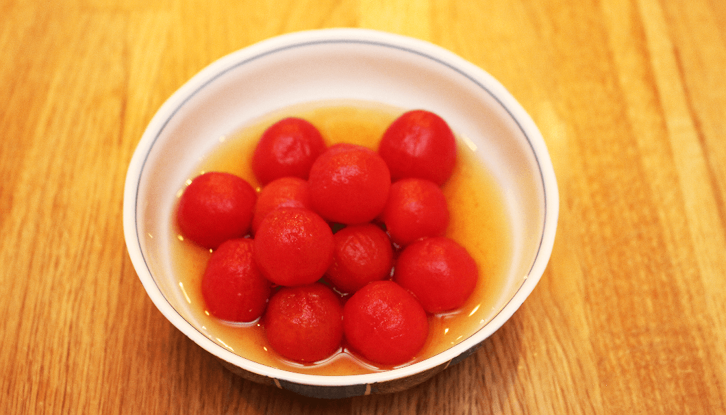 「ミニトマトの日本酒甘漬け」のできあがり