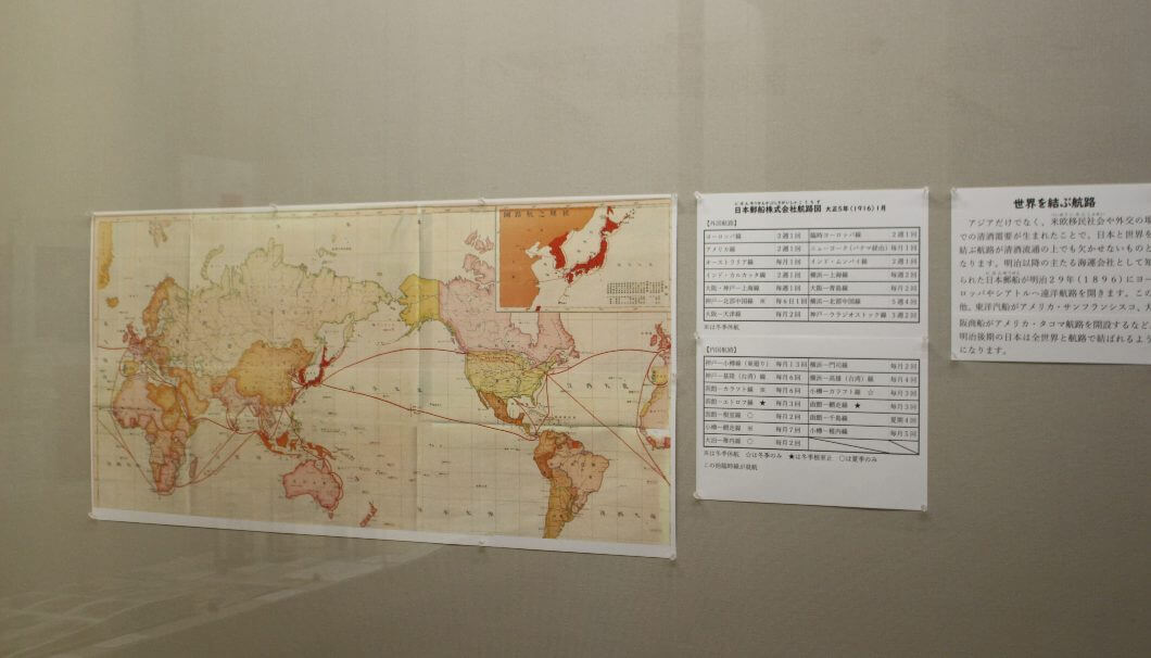 大正5年当時の日本郵船の航路図
